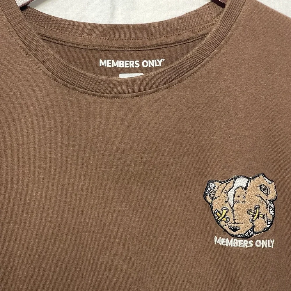 Members Only Teddy Bear Graphic T Shirt‎ Mens Large Brown Streetwear Y2K Cotton